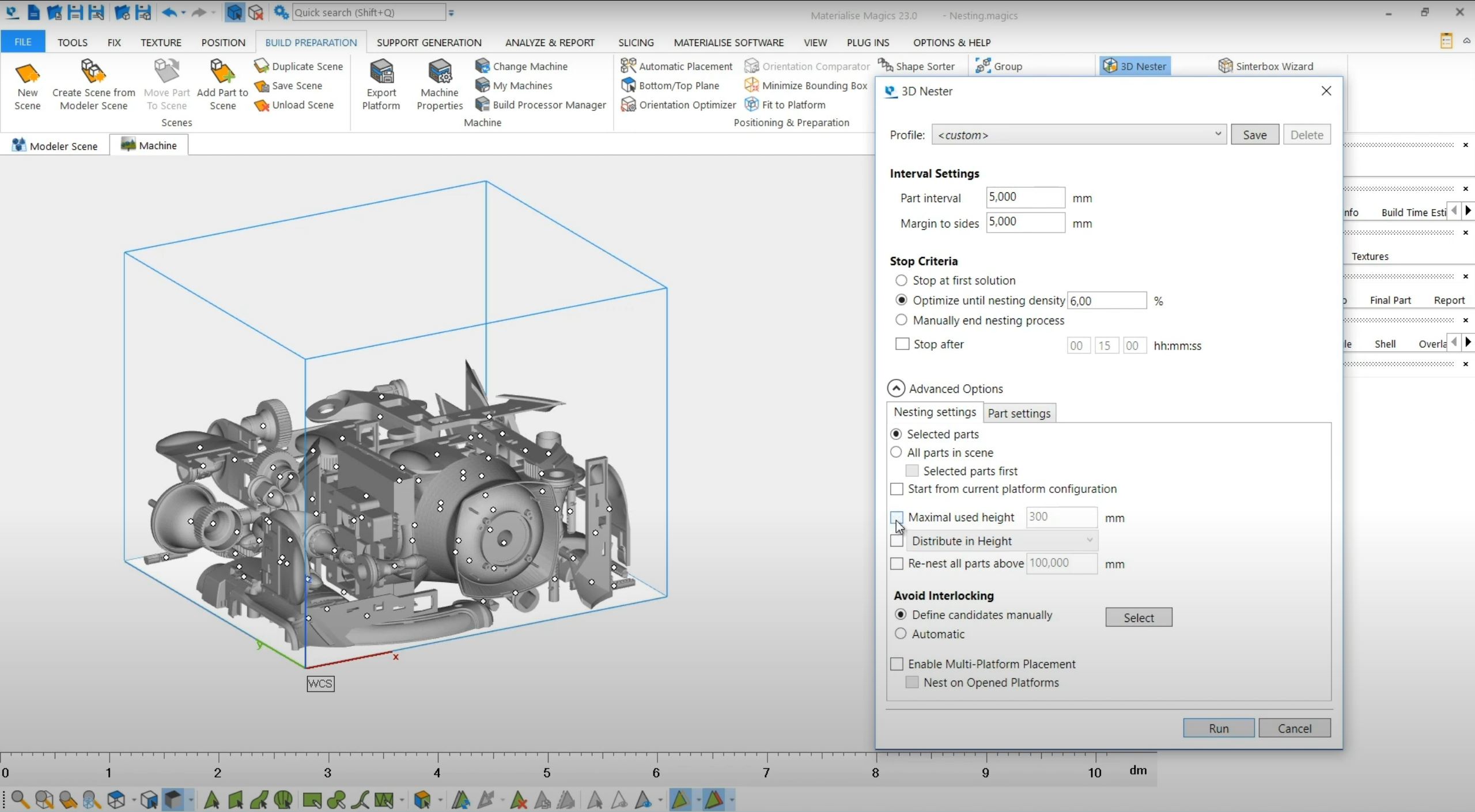 Materialise Magics - Nesting density